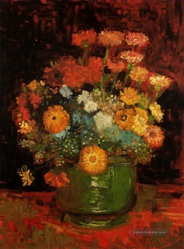  blumen - Vase mit Zinnias Vincent van Gogh impressionistischen Blumen